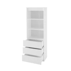 Garnero Arredamenti Librerie|Librerie-Libreria 60x180h cm 3 vani a giorno 3 cassetti moderna bianco Sterling Bianco Opaco