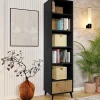 Garnero Arredamenti Librerie|Librerie-Libreria 50x192h cm 5 vani a giorno 1 cassetto rovere nero Hans