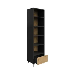 Garnero Arredamenti Librerie|Librerie-Libreria 50x192h cm 5 vani a giorno 1 cassetto rovere nero Hans