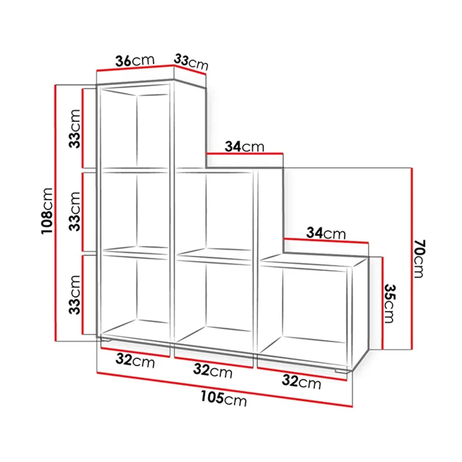 Garnero Arredamenti Librerie|Librerie-Libreria 105x108h cm 6 vani a giorno moderna Reading Rovere