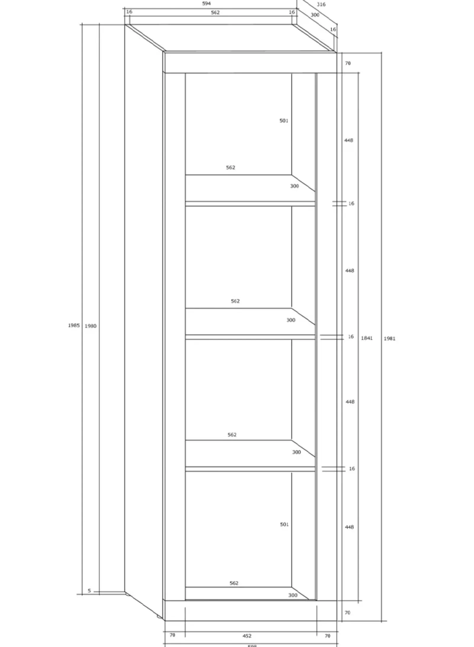 Garnero Arredamenti Librerie Ufficio|Librerie-Libreria 60x198h cm 4 vani moderna soggiorno bianco opaco Xena