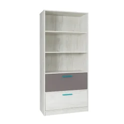 Garnero Arredamenti Armadio Cameretta|Librerie-Libreria 83x195h cm con 2 cassetti bianco pino grigio blu Maya Gihome®