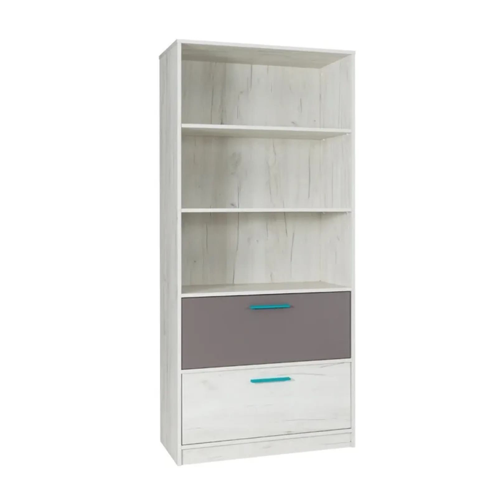 Garnero Arredamenti Armadio Cameretta|Librerie-Libreria 83x195h cm con 2 cassetti bianco pino grigio blu Maya Gihome®