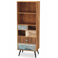 Garnero Arredamenti Librerie|Librerie-Libreria 60x180h cm con cassetti moderna multicolore con stampe acciaio nero Kabul