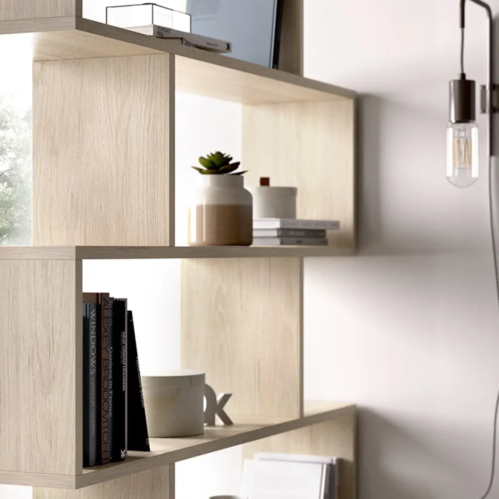 Garnero Arredamenti Librerie Ufficio|Librerie-Libreria 80x192h cm design moderno chiaro Zaira Rovere