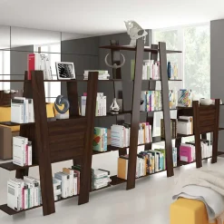 Garnero Arredamenti Librerie|Librerie-Libreria 150x194h cm design moderna da parete rovere scuro Cosmo Noce