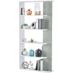 Garnero Arredamenti Librerie|Librerie-Libreria 90x180h cm moderna bianco opaco cemento Elira Bianco Opaco - Cemento