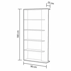 Garnero Arredamenti Librerie|Librerie-Libreria 90x180h cm moderna bianco opaco cemento Elira Bianco Opaco - Cemento