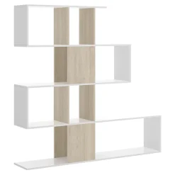 Garnero Arredamenti Librerie Ufficio|Librerie-Libreria 145x145h cm moderna bianco rovere natura Snake Bianco Opaco - Rovere