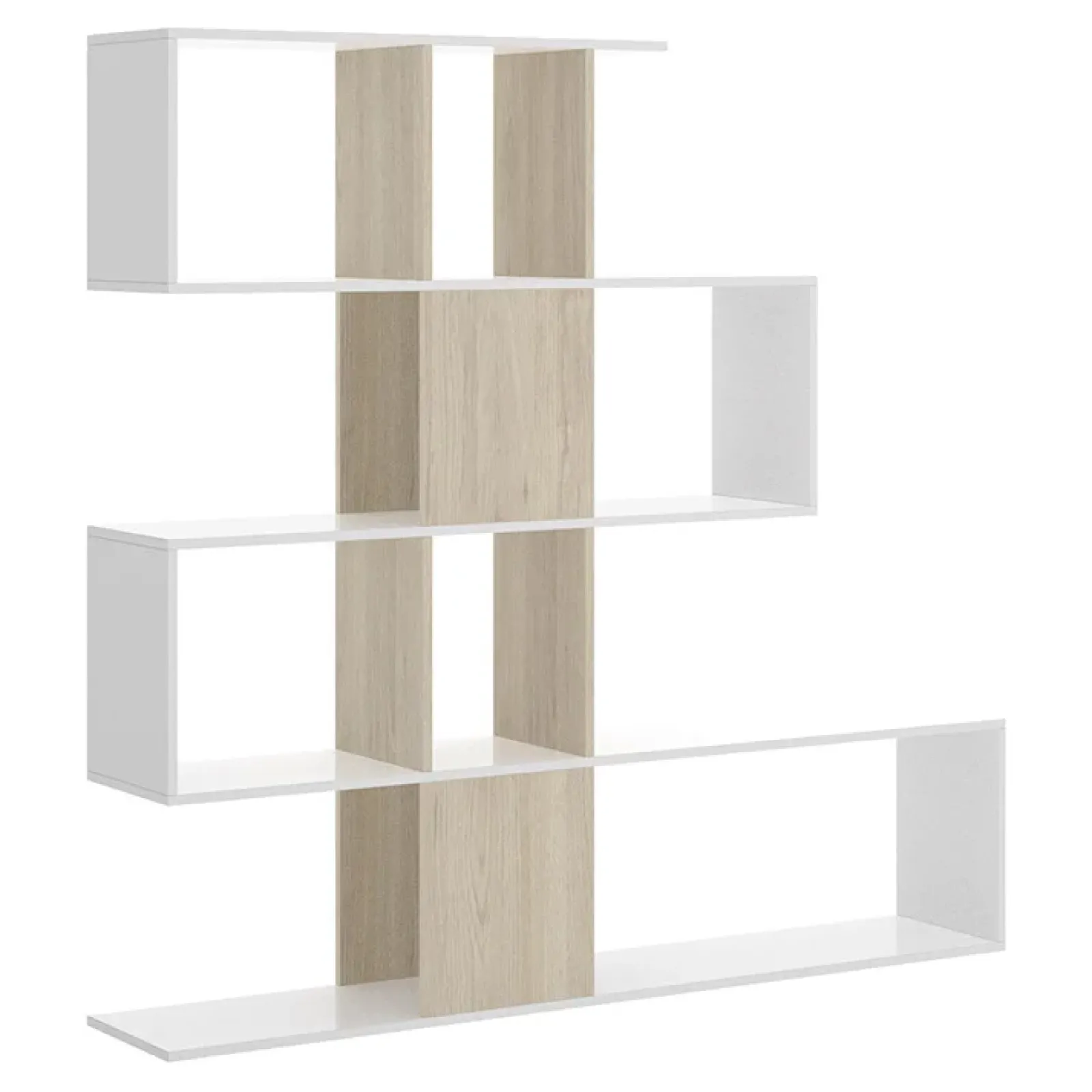 Garnero Arredamenti Librerie Ufficio|Librerie-Libreria 145x145h cm moderna bianco rovere natura Snake Bianco Opaco - Rovere