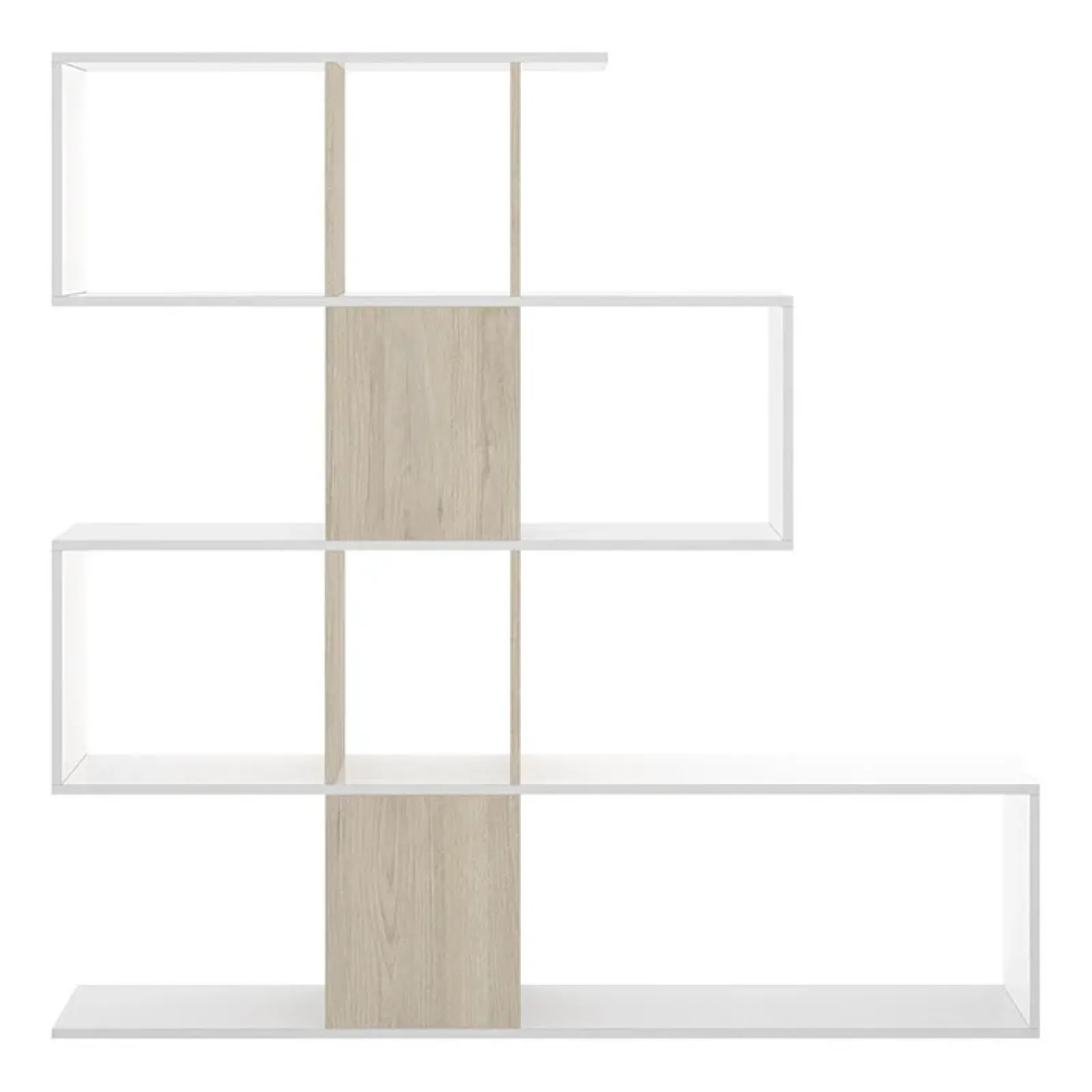 Garnero Arredamenti Librerie Ufficio|Librerie-Libreria 145x145h cm moderna bianco rovere natura Snake Bianco Opaco - Rovere