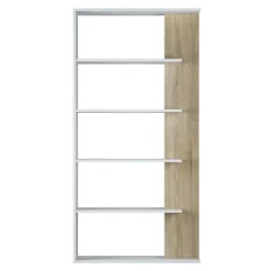 Garnero Arredamenti Librerie Ufficio|Librerie-Libreria 90x180h cm moderna bianco opaco rovere Elira Bianco Opaco - Rovere
