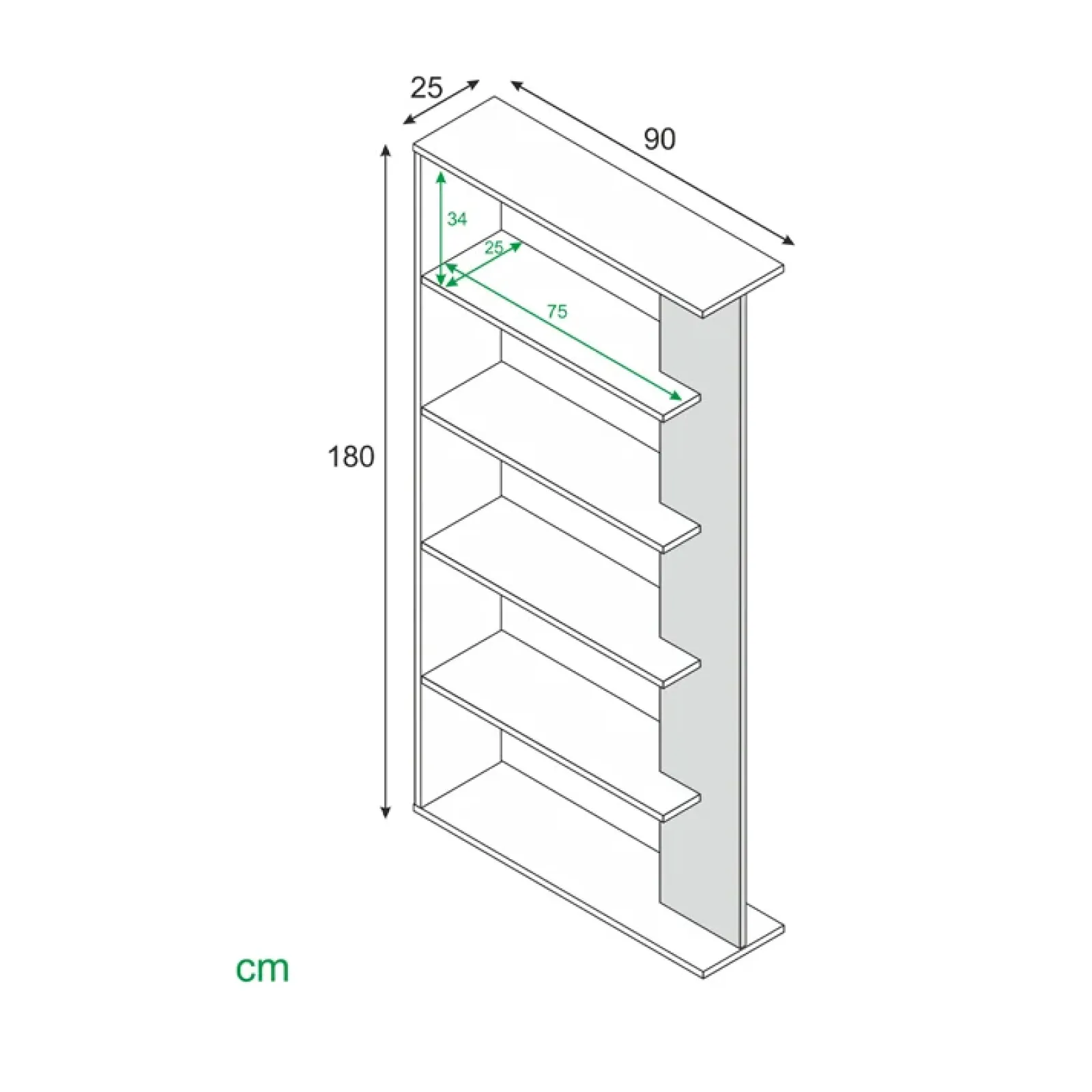 Garnero Arredamenti Librerie Ufficio|Librerie-Libreria 90x180h cm moderna bianco opaco rovere Elira Bianco Opaco - Rovere