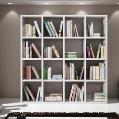 Garnero Arredamenti Librerie Ufficio|Librerie-Libreria 175x175h cm moderna componibile bianco frassinato Kubic 04