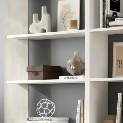 Garnero Arredamenti Librerie Ufficio|Librerie-Libreria 180x180h cm moderna design bianco opaco cemento Aline 2 Bianco Opaco - Cemento