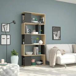 Garnero Arredamenti Librerie Ufficio|Librerie-Libreria 80x183h cm moderna rovere laccato nero Tape Gihome®