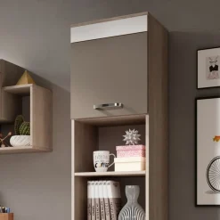 Garnero Arredamenti Librerie Ufficio|Librerie-Libreria 40x183h cm moderna rovere bianco cappuccino Crazy
