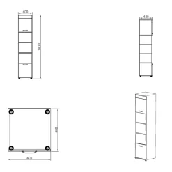 Garnero Arredamenti Librerie Ufficio|Librerie-Libreria 40x183h cm moderna rovere bianco cappuccino Crazy