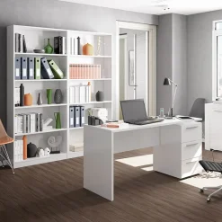 Garnero Arredamenti Librerie Ufficio|Librerie-Libreria 80x201h cm moderna soggiorno bianco opaco Allan