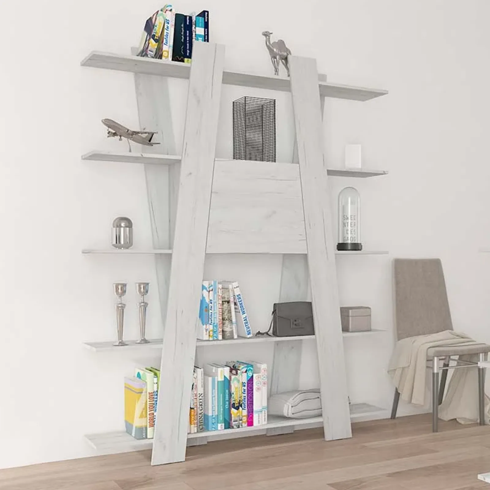 Garnero Arredamenti Librerie|Librerie-Libreria 150x194h cm moderna soggiorno bianca Cosmo Bianco Frassinato