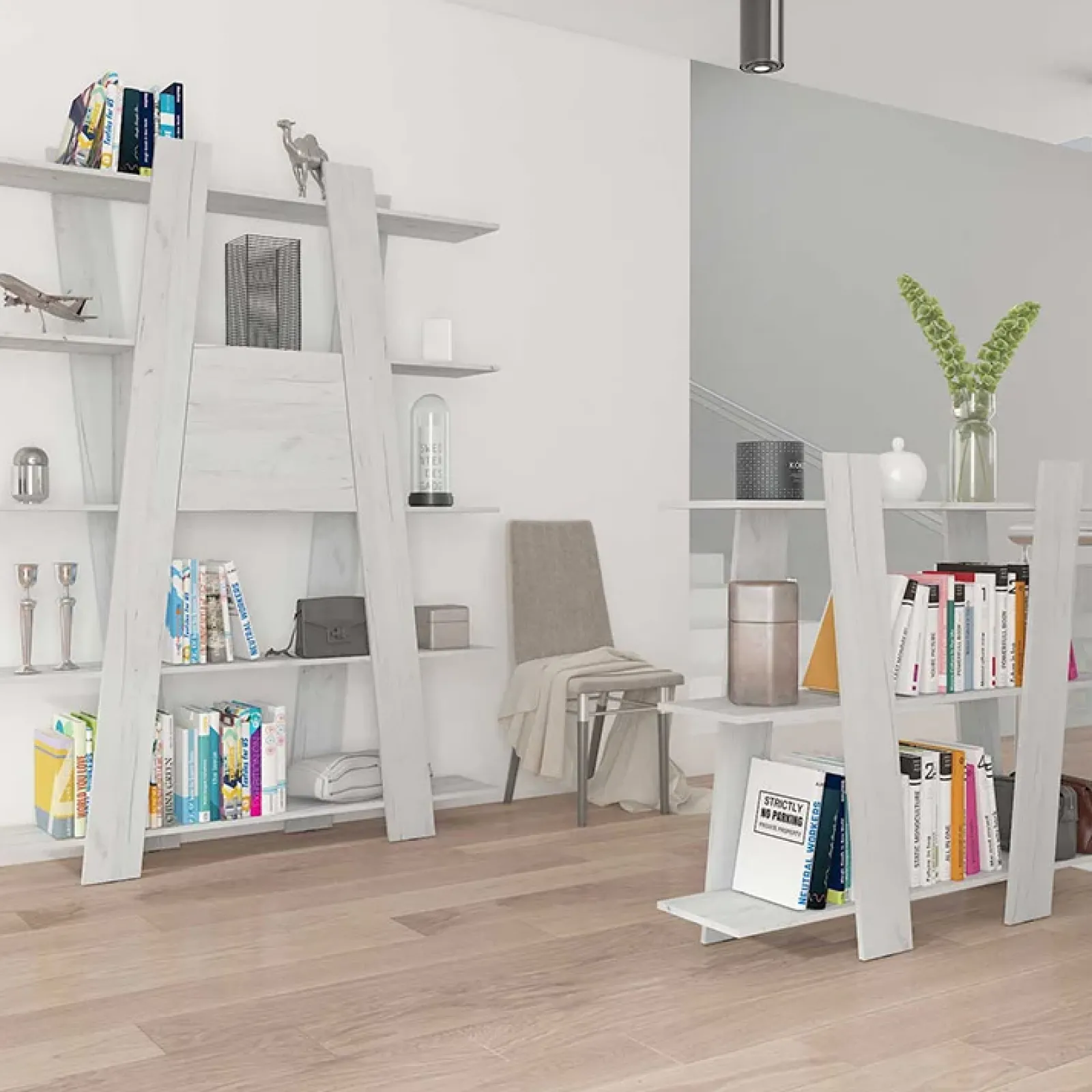 Garnero Arredamenti Librerie|Librerie-Libreria 150x194h cm moderna soggiorno bianca Cosmo Bianco Frassinato