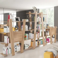 Garnero Arredamenti Librerie|Librerie-Libreria 150x194h cm moderna soggiorno chiaro Cosmo Rovere