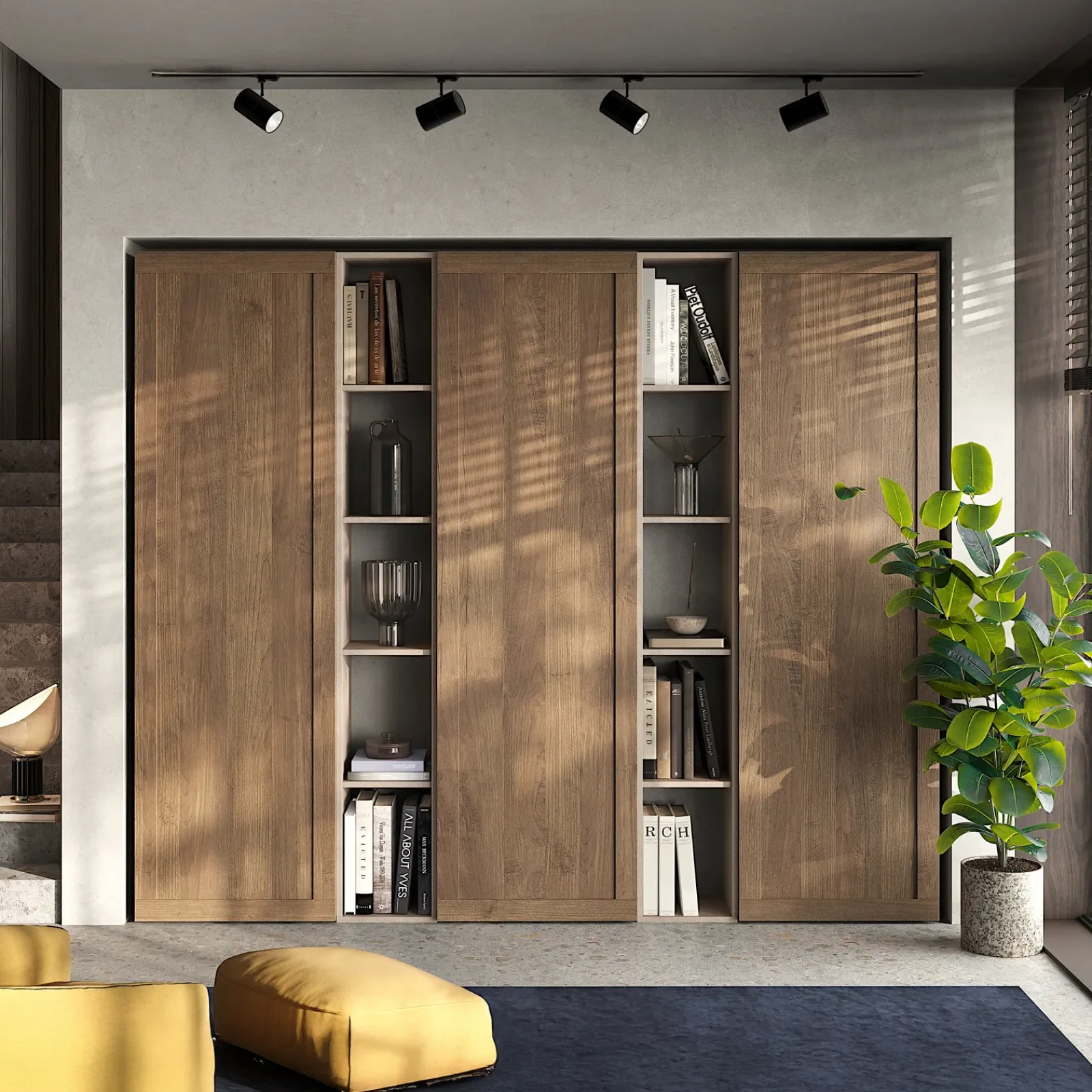 Garnero Arredamenti Librerie|Librerie-Libreria 218x186h cm rovere scuro beige Sunset 106