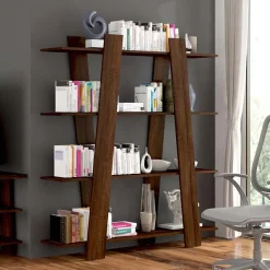 Garnero Arredamenti Librerie|Librerie-Libreria 140x151h cm soggiorno moderna rovere scuro Cosmo
