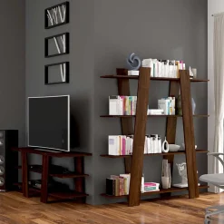 Garnero Arredamenti Librerie|Librerie-Libreria 140x151h cm soggiorno moderna rovere scuro Cosmo