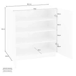 Garnero Arredamenti Credenze Moderne|Madie Moderne-Madia 2 ante 81x86h cm moderna bainco lucido Candia Gihome® Bianco Lucido