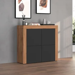 Garnero Arredamenti Credenza Alta|Credenze Moderne-Madia alta moderna 140x130h cm antracite rovere Block Antracite - Rovere