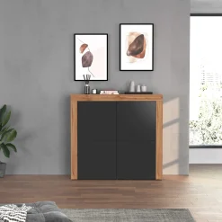 Garnero Arredamenti Credenza Alta|Credenze Moderne-Madia alta moderna 140x130h cm antracite rovere Block Antracite - Rovere