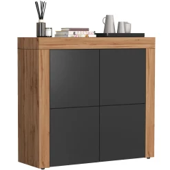 Garnero Arredamenti Credenza Alta|Credenze Moderne-Madia alta moderna 140x130h cm antracite rovere Block Antracite - Rovere