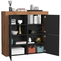 Garnero Arredamenti Credenza Alta|Credenze Moderne-Madia alta moderna 140x130h cm antracite rovere Block Antracite - Rovere