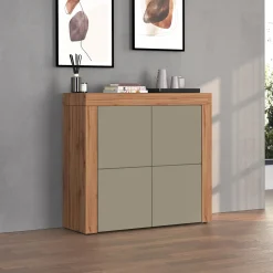 Garnero Arredamenti Credenza Alta|Credenze Moderne-Madia alta moderna 140x130h cm tortora rovere Block Tortora - Rovere