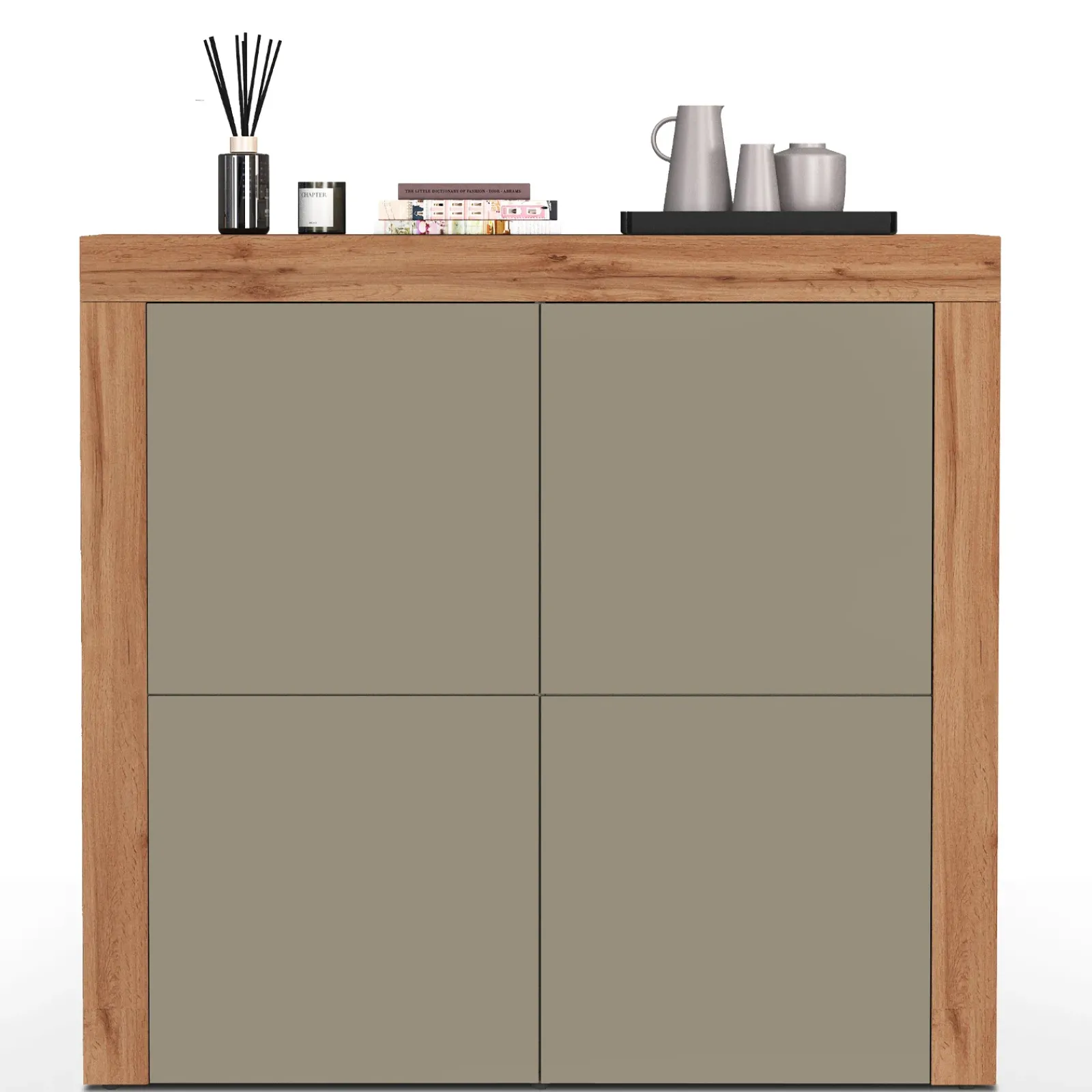 Garnero Arredamenti Credenza Alta|Credenze Moderne-Madia alta moderna 140x130h cm tortora rovere Block Tortora - Rovere