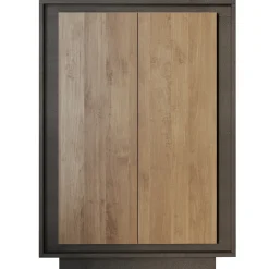 Garnero Arredamenti Credenza Alta|Credenze Moderne-Madia alta 106x171h cm 2 ante antracite rovere scuro Deluxe Rovere Rustico - Antracite