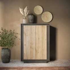 Garnero Arredamenti Credenza Alta|Credenze Moderne-Madia alta 106x171h cm 2 ante antracite rovere chiaro Deluxe Rovere - Antracite