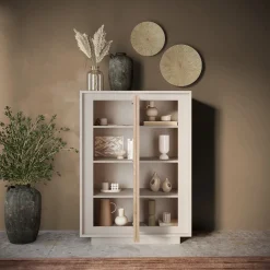 Garnero Arredamenti Credenza Alta|Credenze Moderne-Madia alta 106x171h cm 2 ante beige rovere chiaro Deluxe Rovere - Beige