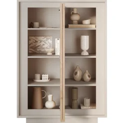 Garnero Arredamenti Credenza Alta|Credenze Moderne-Madia alta 106x171h cm 2 ante beige rovere chiaro Deluxe Rovere - Beige