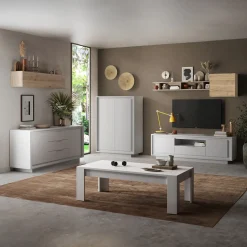 Garnero Arredamenti Credenza Alta|Credenze Moderne-Madia alta 106x171h cm 2 ante Deluxe Bianco Opaco