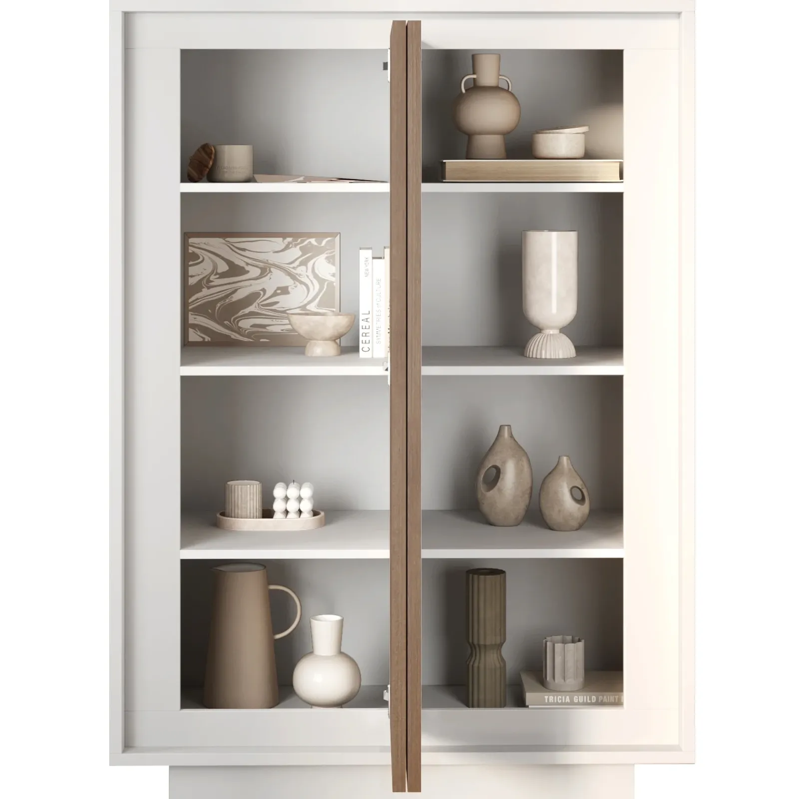 Garnero Arredamenti Credenza Alta|Credenze Moderne-Madia alta 106x171h cm 2 ante bianco opaco rovere scuro Deluxe Rovere Rustico - Bianco opaco