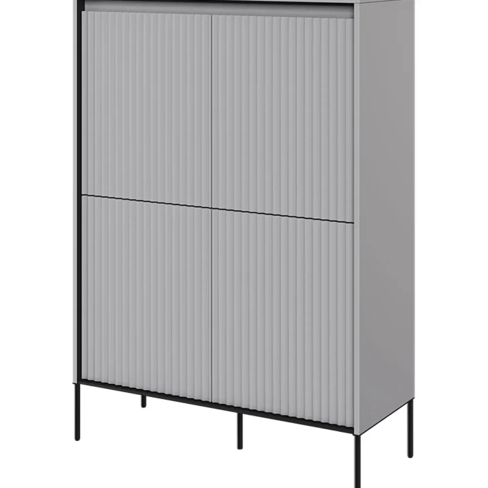 Garnero Arredamenti Credenza Alta-Madia alta 98x140h cm 4 ante con led cannettato nero Camelia Grigio