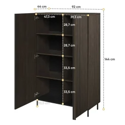 Garnero Arredamenti Credenza Alta-Madia alta 92x144h cm 2 ante wengè Blackwood