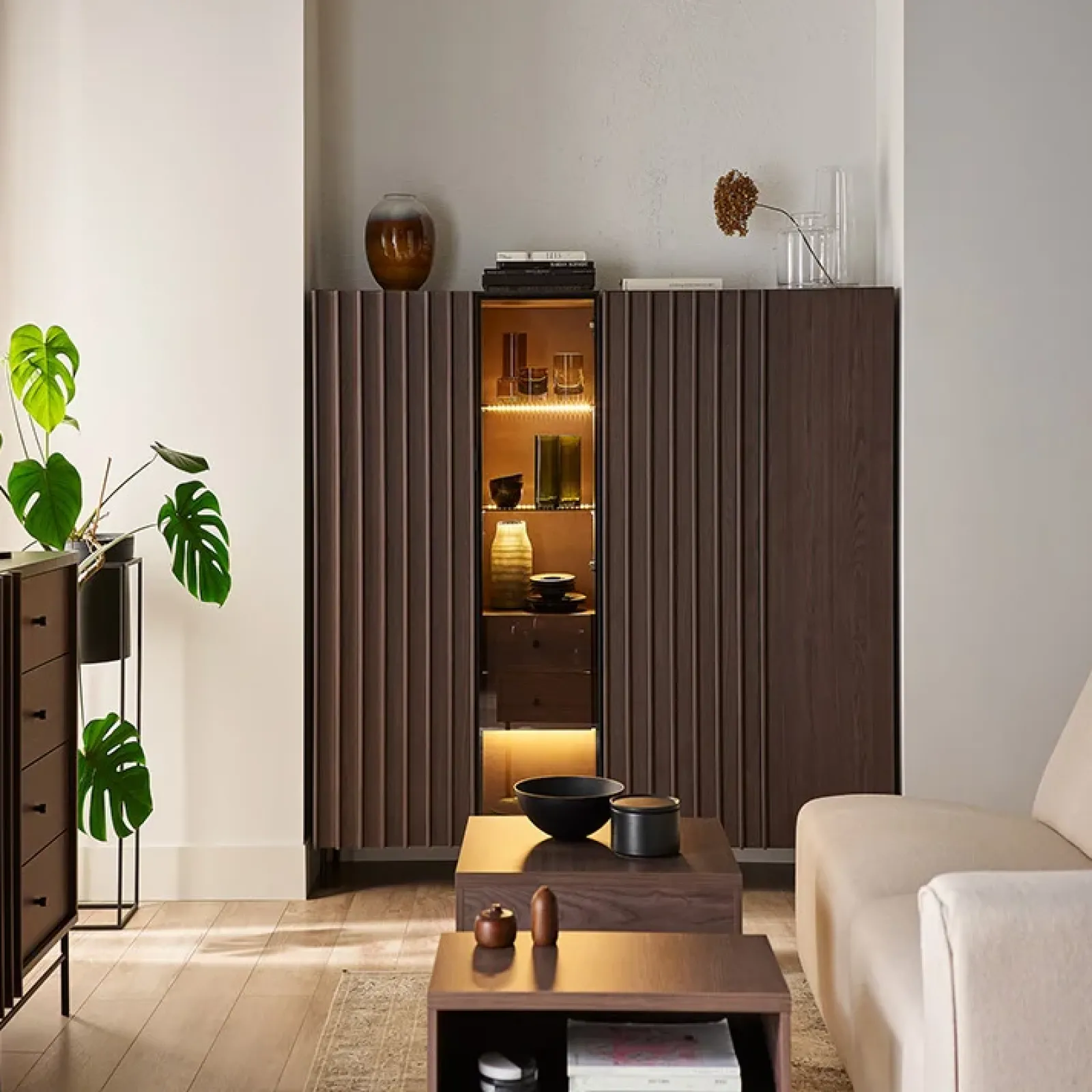 Garnero Arredamenti Credenza Alta-Madia alta 92x144h cm 2 ante wengè Blackwood