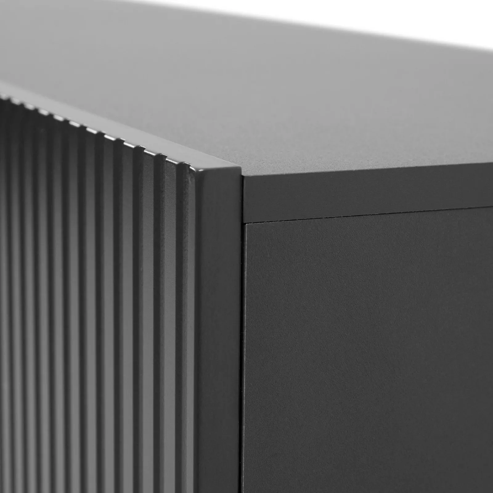 Garnero Arredamenti Camino Elettrico|Credenze Moderne-Madia con camino 181x83h cm moderno cannettato Essence Antracite