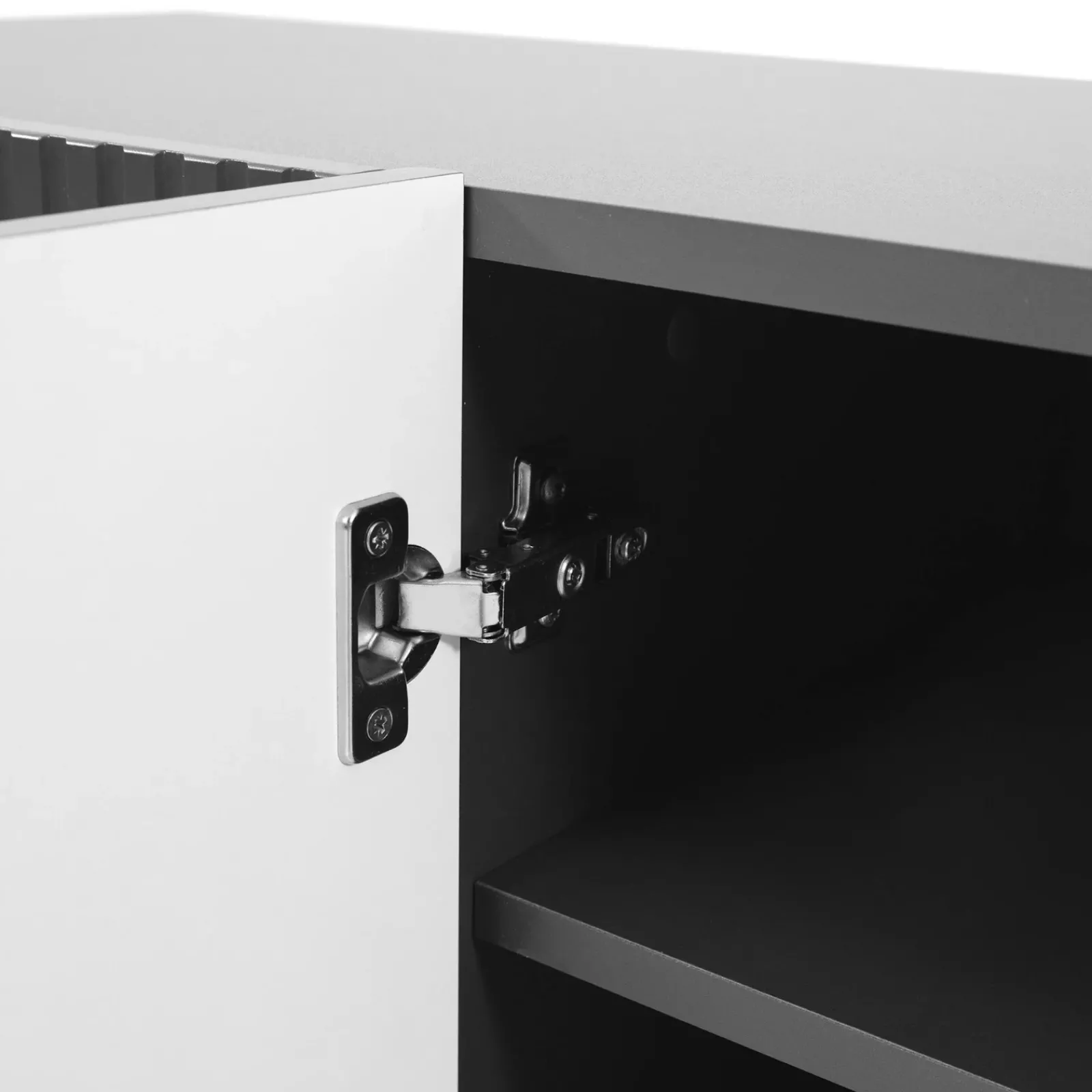 Garnero Arredamenti Camino Elettrico|Credenze Moderne-Madia con camino 181x83h cm moderno cannettato Essence Antracite