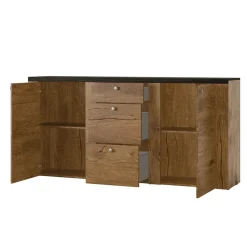 Garnero Arredamenti Credenze Moderne|Madie Moderne-Madia con cassetti 176x85h cm 2 ante quercia rovere grigio Paloma 2 Rovere - Antracite