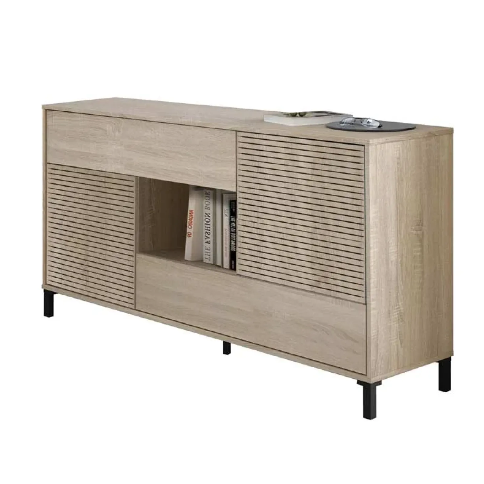 Garnero Arredamenti Credenze Moderne|Madie Moderne-Madia moderna 151x80h cm 2 ante industrial rovere cannettato Lopez