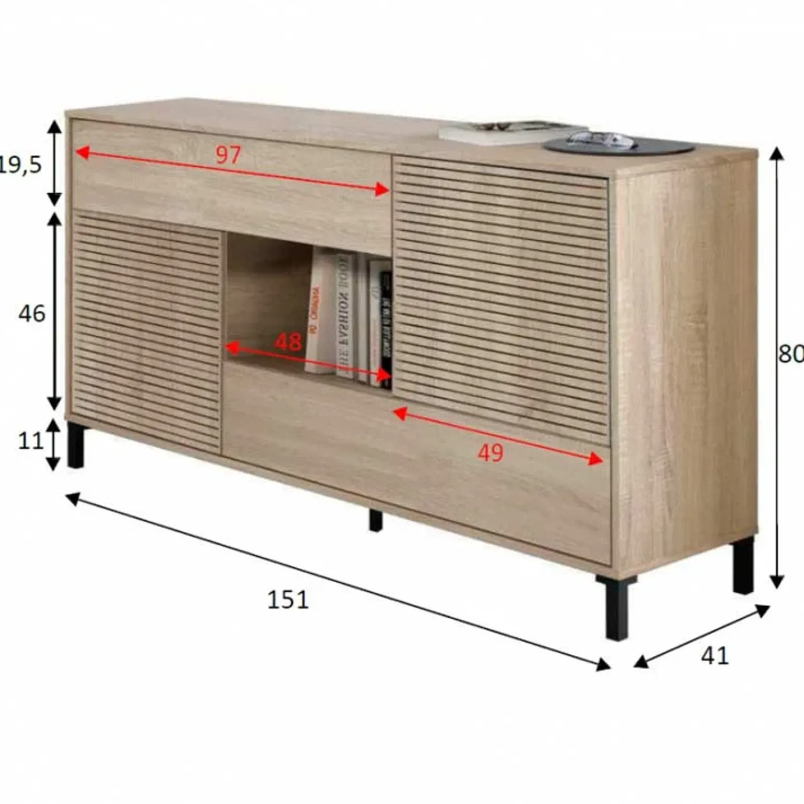 Garnero Arredamenti Credenze Moderne|Madie Moderne-Madia moderna 151x80h cm 2 ante industrial rovere cannettato Lopez